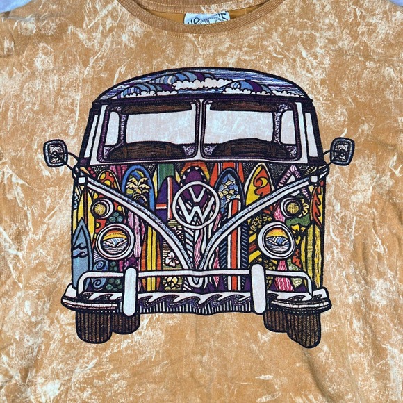 Hippie Volkswagen Bus Microbus Stone Wash No Time T-Shirt Mens/Unisex Yellow M - Picture 3 of 7